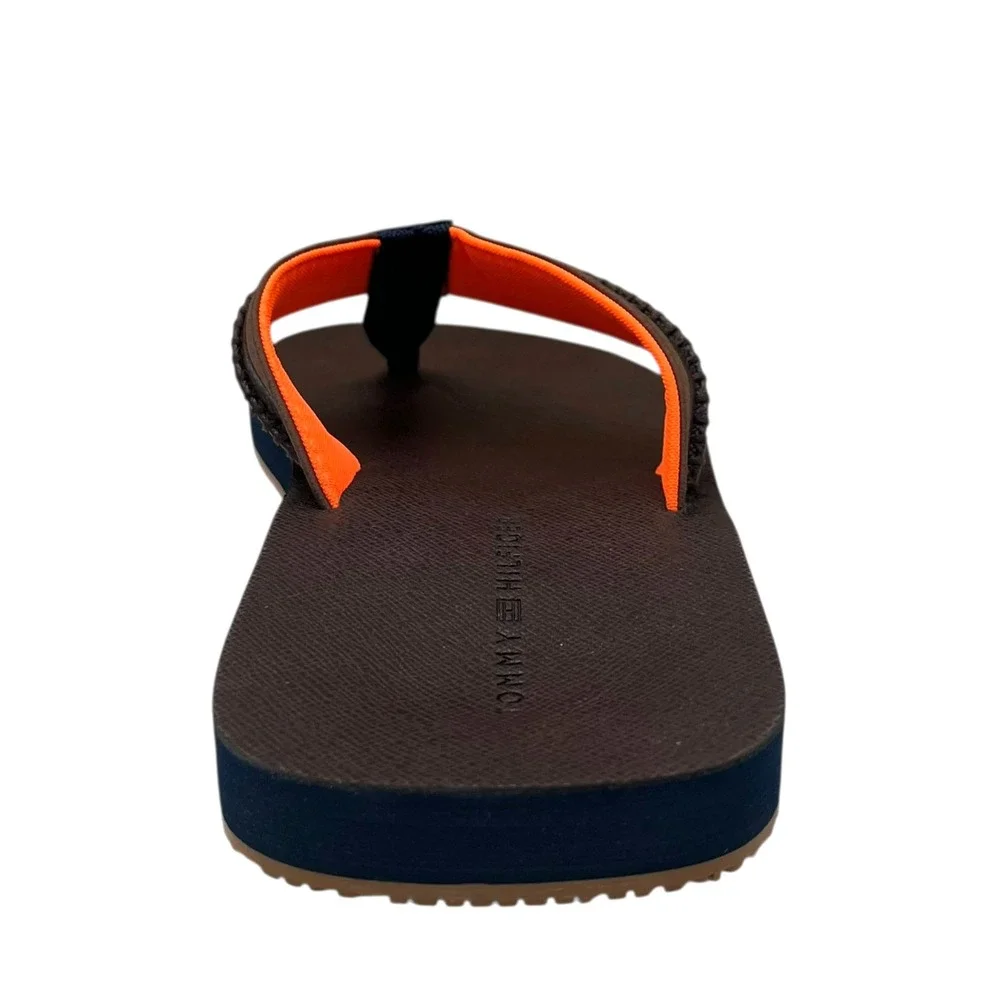 Tommy Hilfiger Mens Dembo Thong Sandal Size 11 Brown Faux‎ Leather Flexible